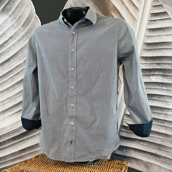 Nick Graham L Everywhere Dress Casual Shirt Button Up Contrasting Cuffs Pattern - Picture 12 of 12